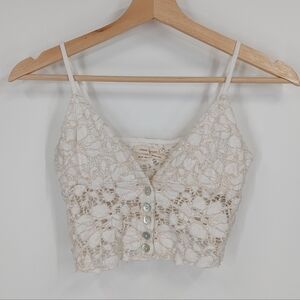 Urban Outfitters Cream Lace Crochet Crop Top